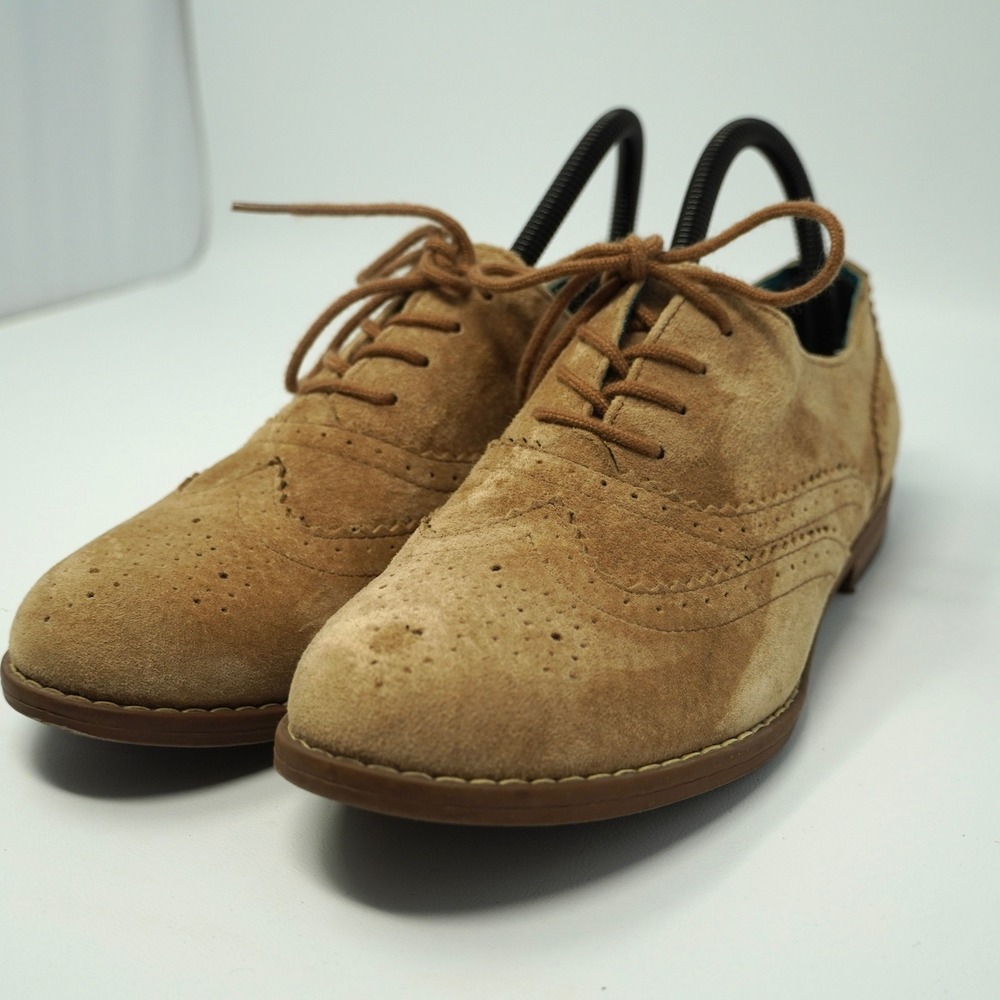 Cynthia Rowley Women's Oxford Flats 8M Brown Suede Wingtip Lace Up Hazel Preppy